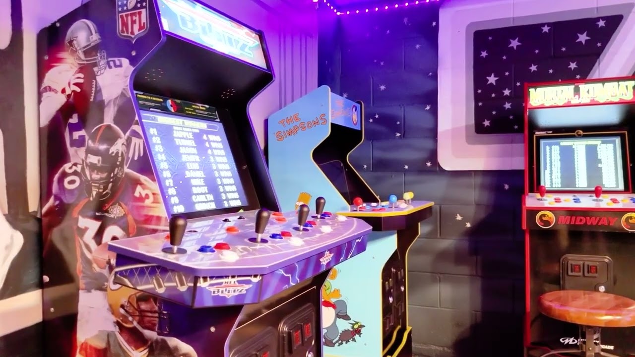Arcade room shown in the featured Windsor Hills property video